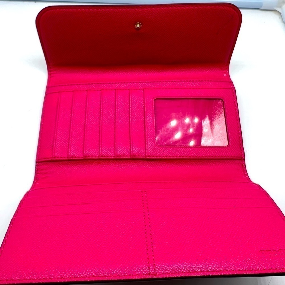 Coach brown leather signature Charlie C snap wallet pink interior A1532 … - Picture 12 of 16
